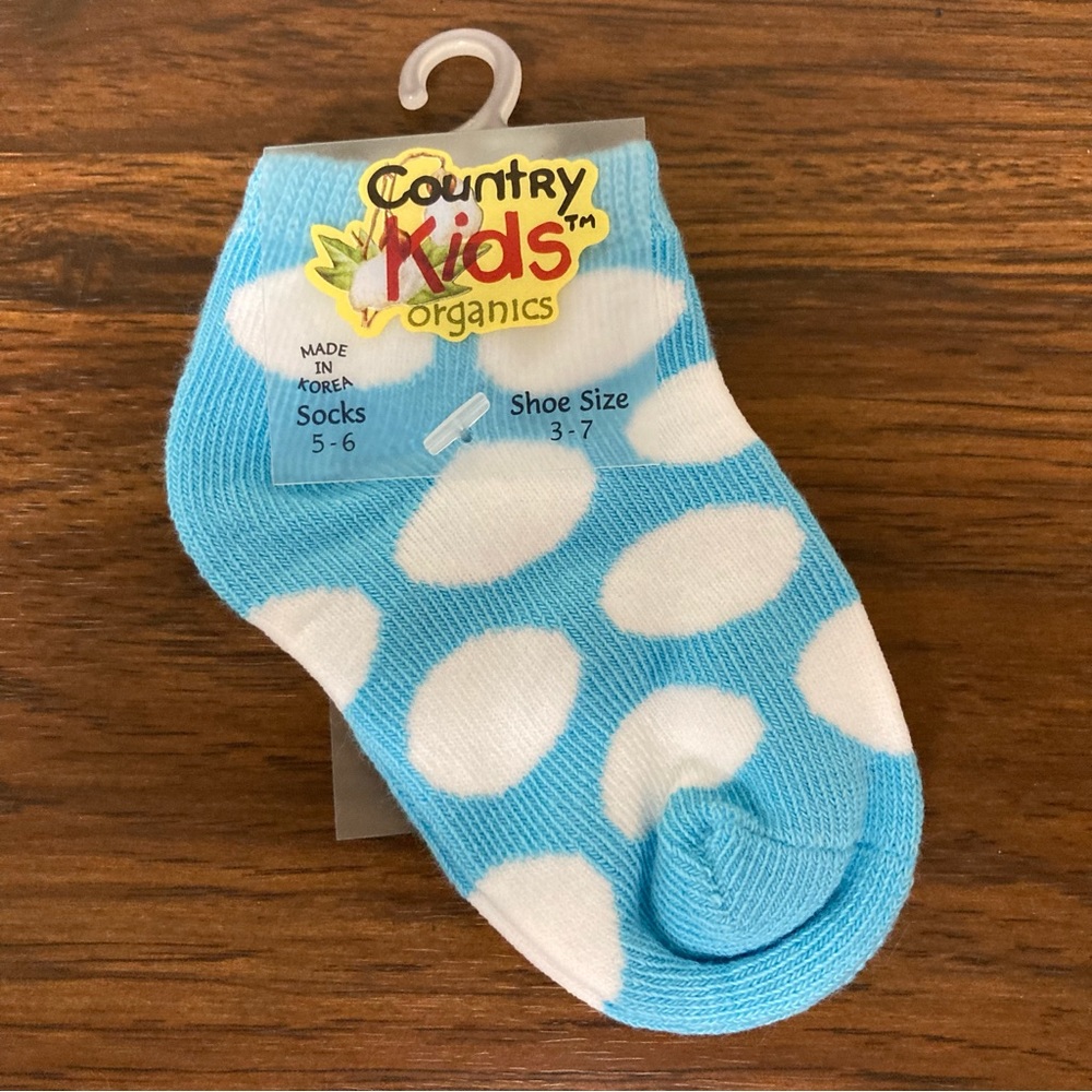 $1 NWT Country Kids Organics Big Dot Blue & White Socks Socks 5-6